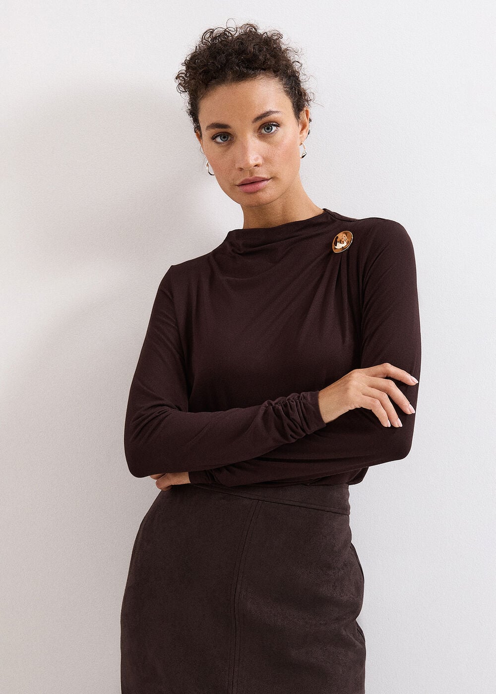 Etta Gold Detail Long Sleeve Top