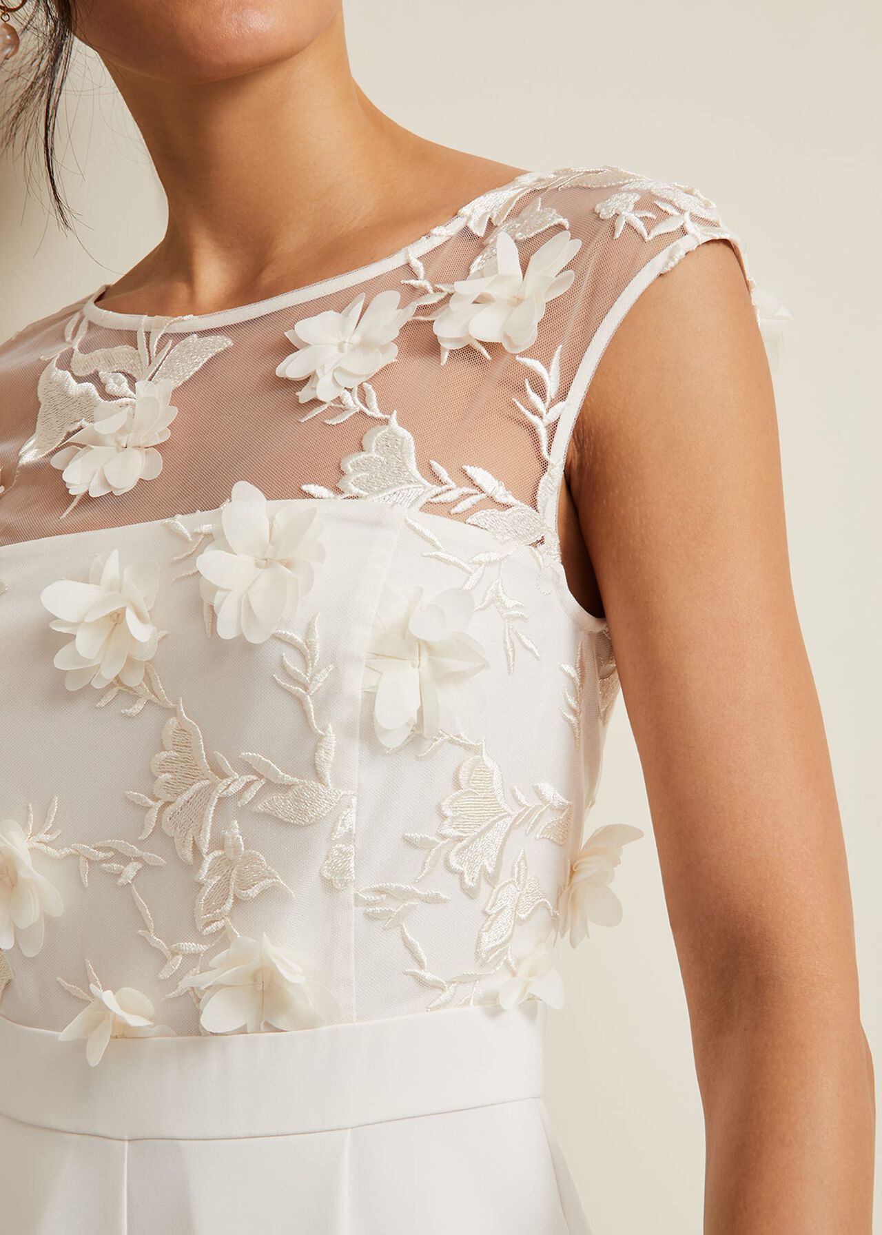 Cherie Bridal Floral Textured Jumpsuit