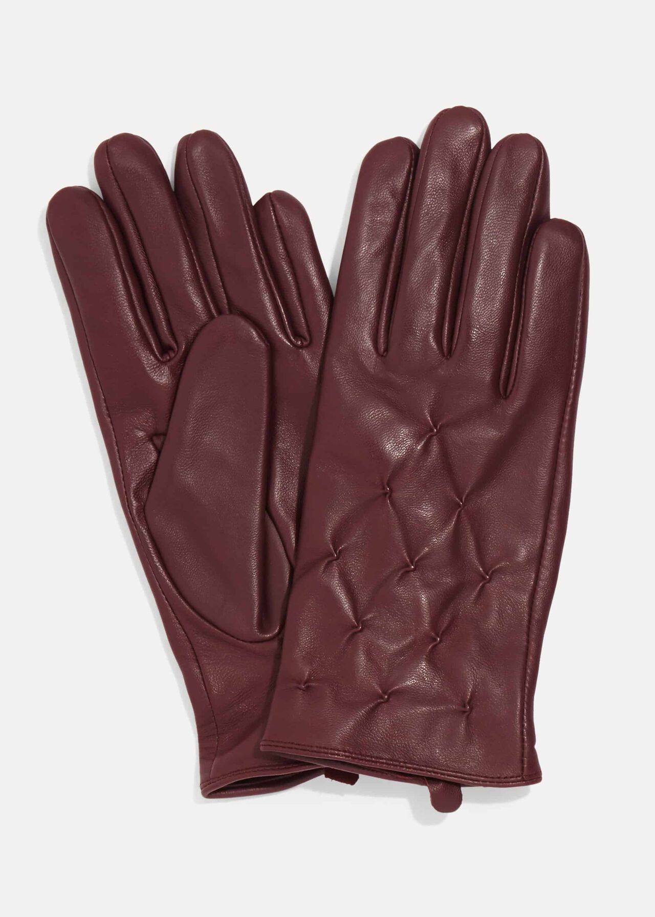 Laurie Leather Pintuck Gloves