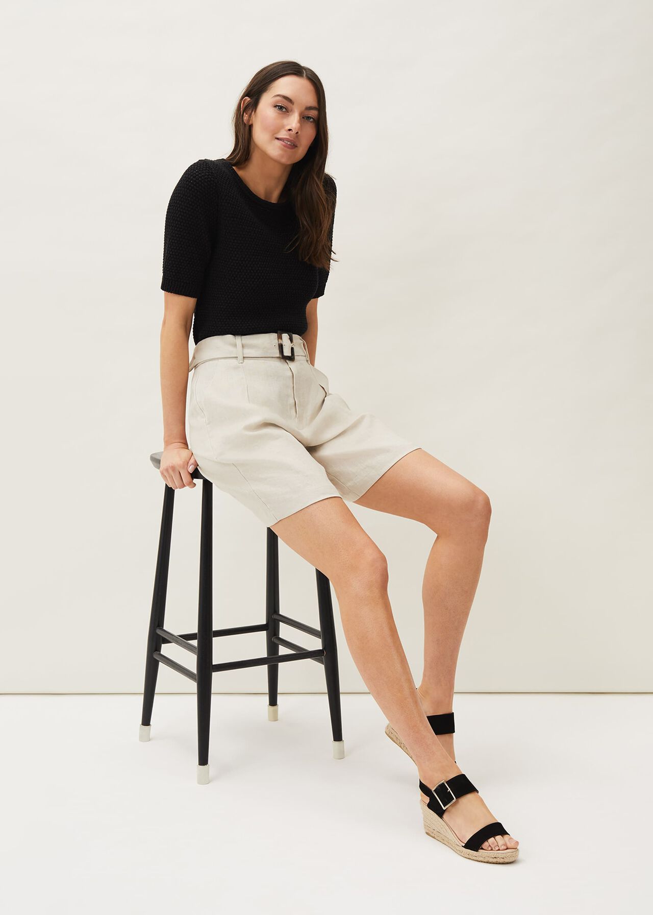 Hazel Linen Belted Shorts