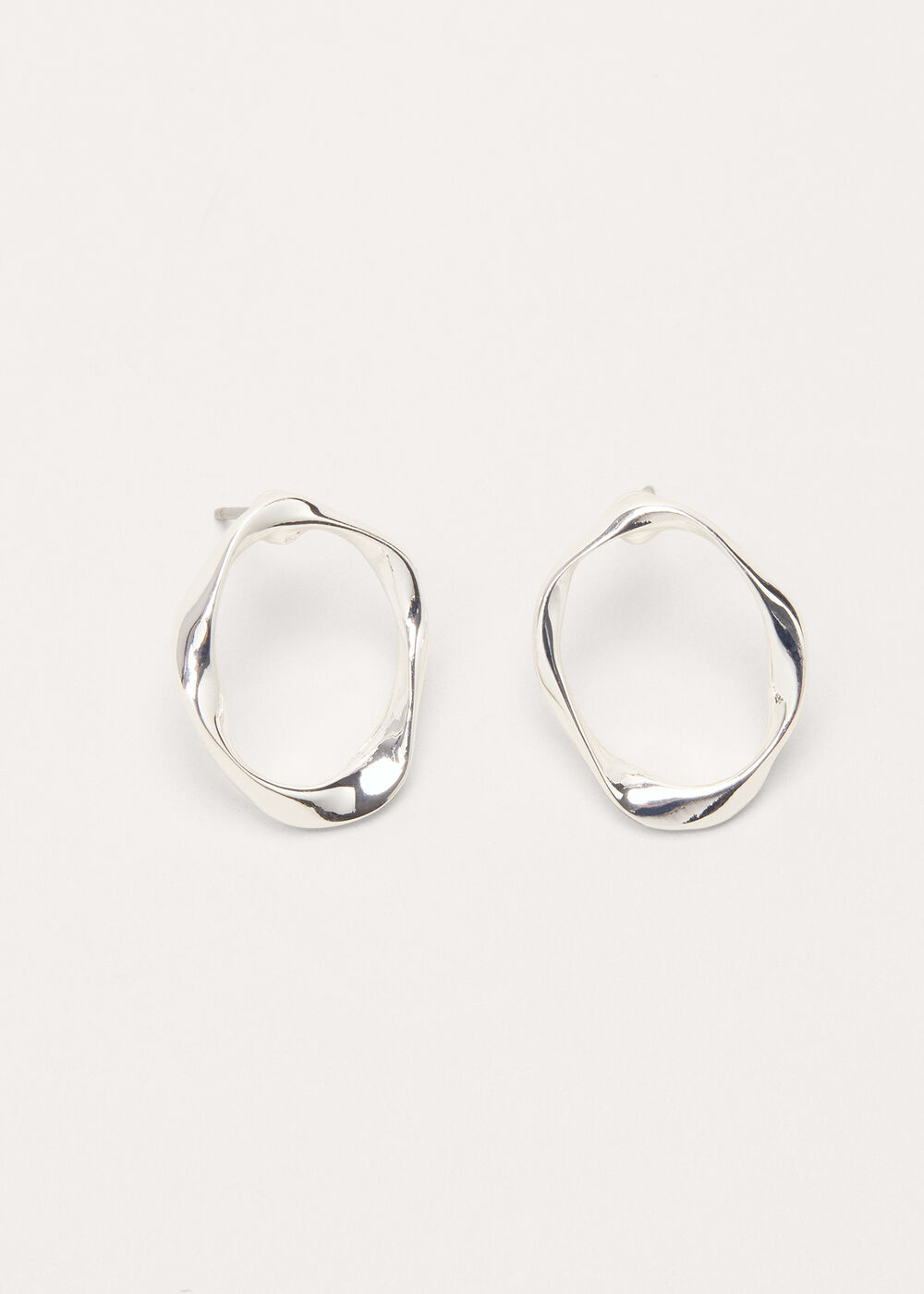 Silver Twisted Circle Stood Earrings