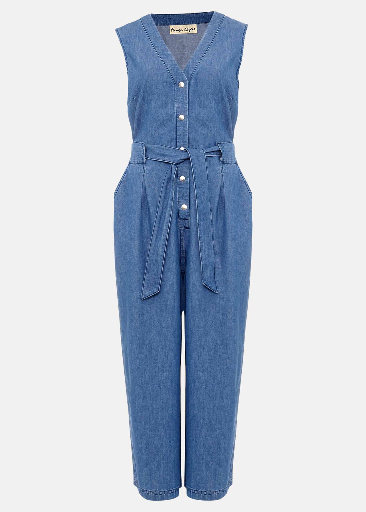 Everly Chambray Cropped Jumpsuit