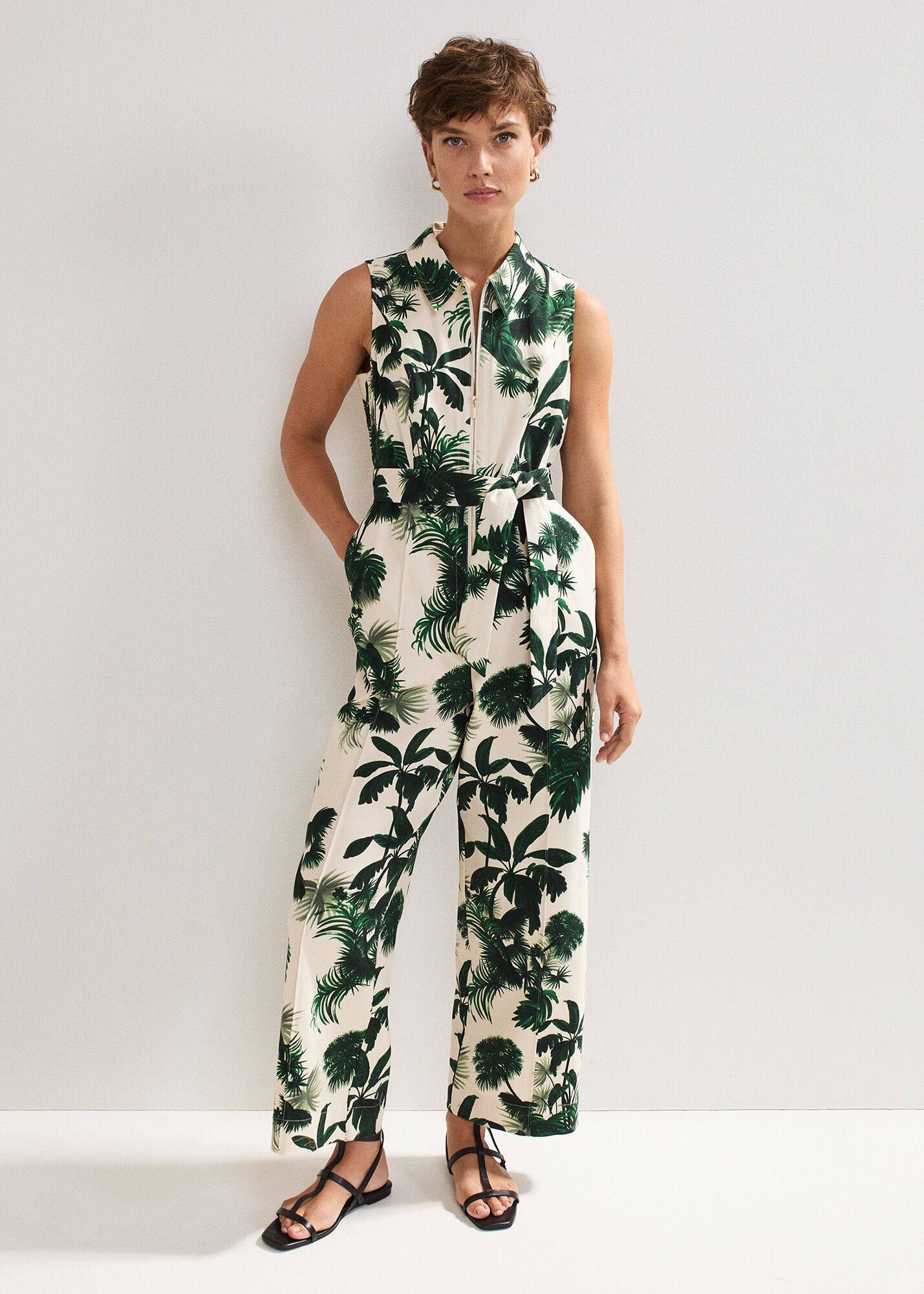 Tullisa Denim Palm Jumpsuit | Phase Eight UK |