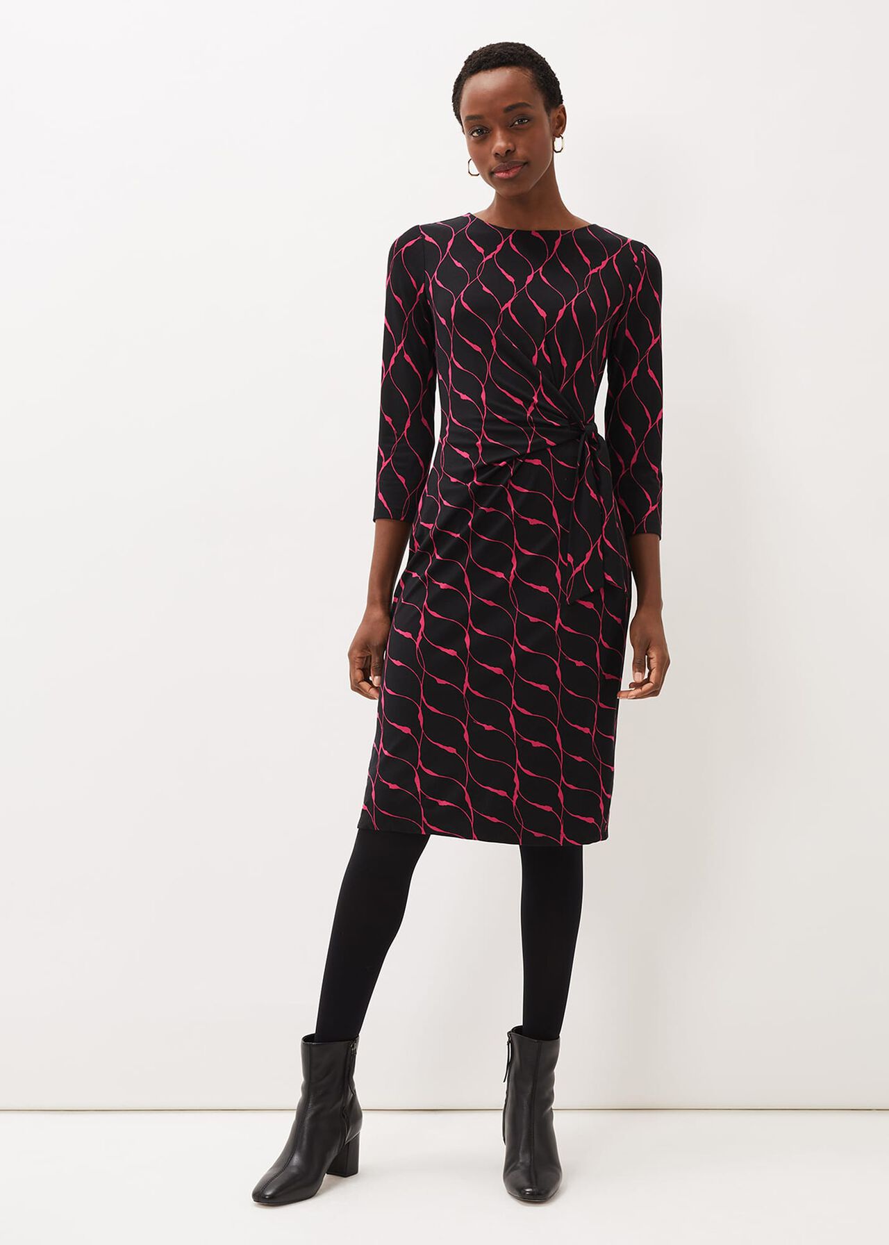 Ally Abstract Print Fitted Jersey Dress