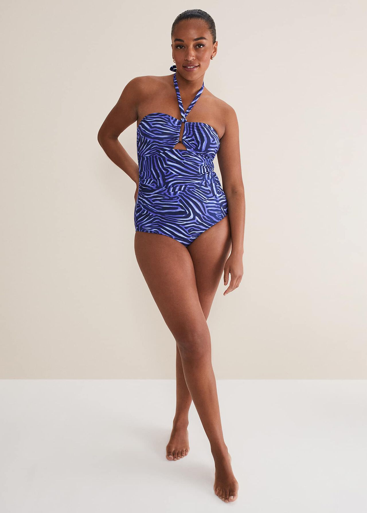 Zebra Print Halterneck Swimsuit