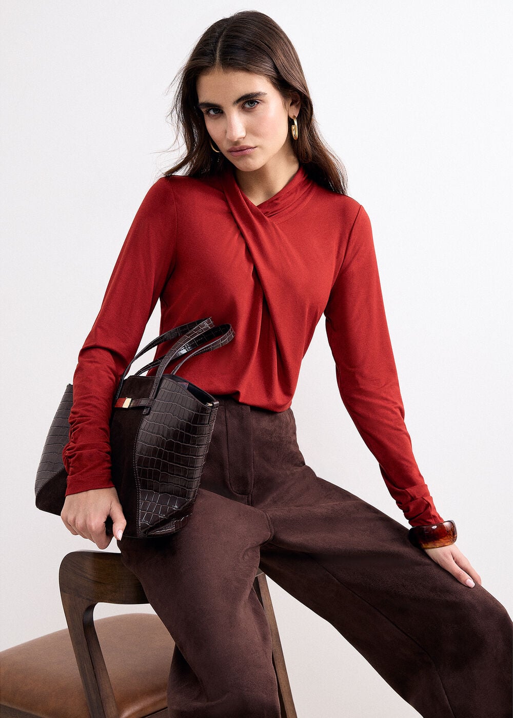 Argy Twist Neck Long Sleeve Top