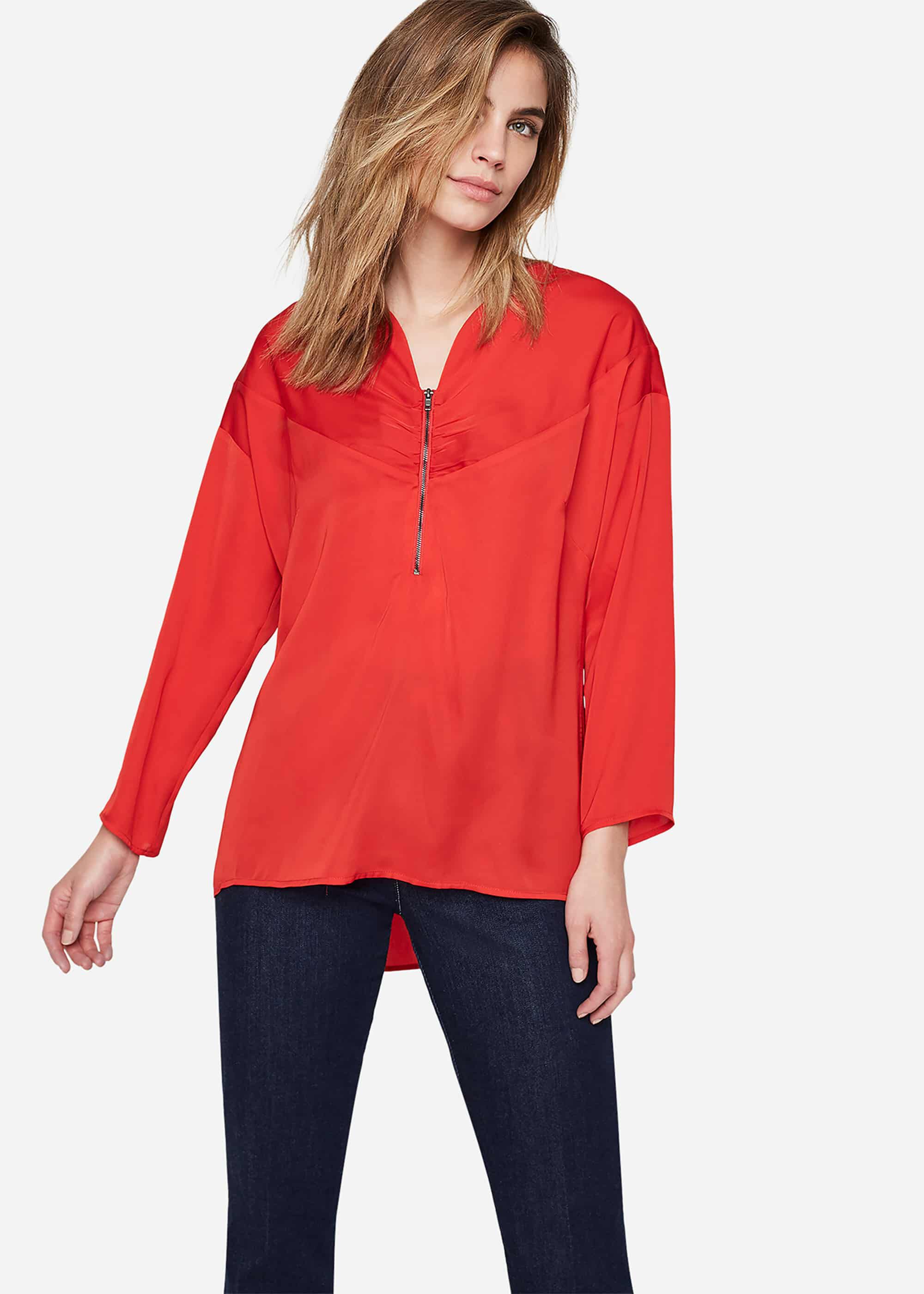 blouse with zip front