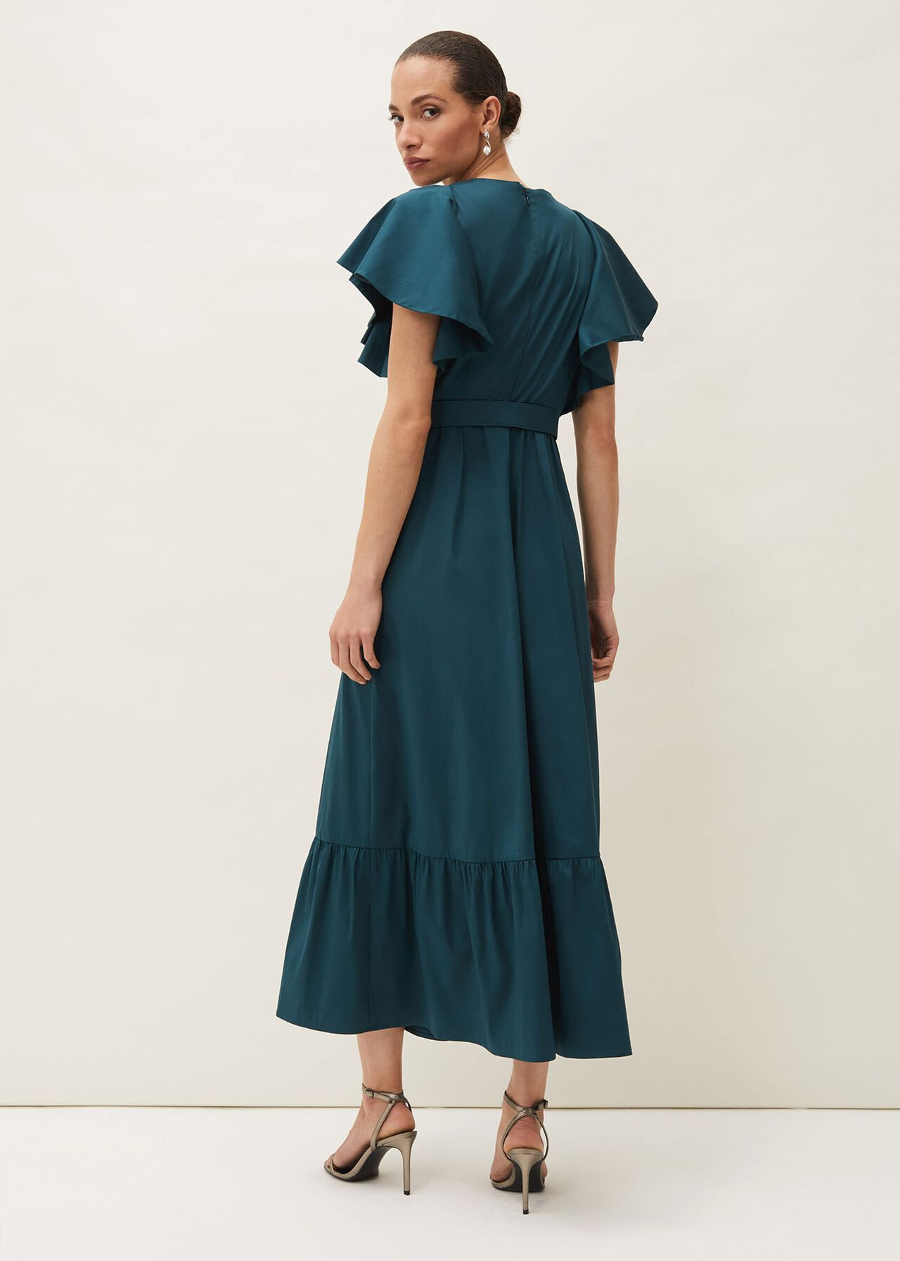 Dinah Frill Sleeve Belted Maxi Dress