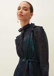 Camina Snake Print Pleated Dress