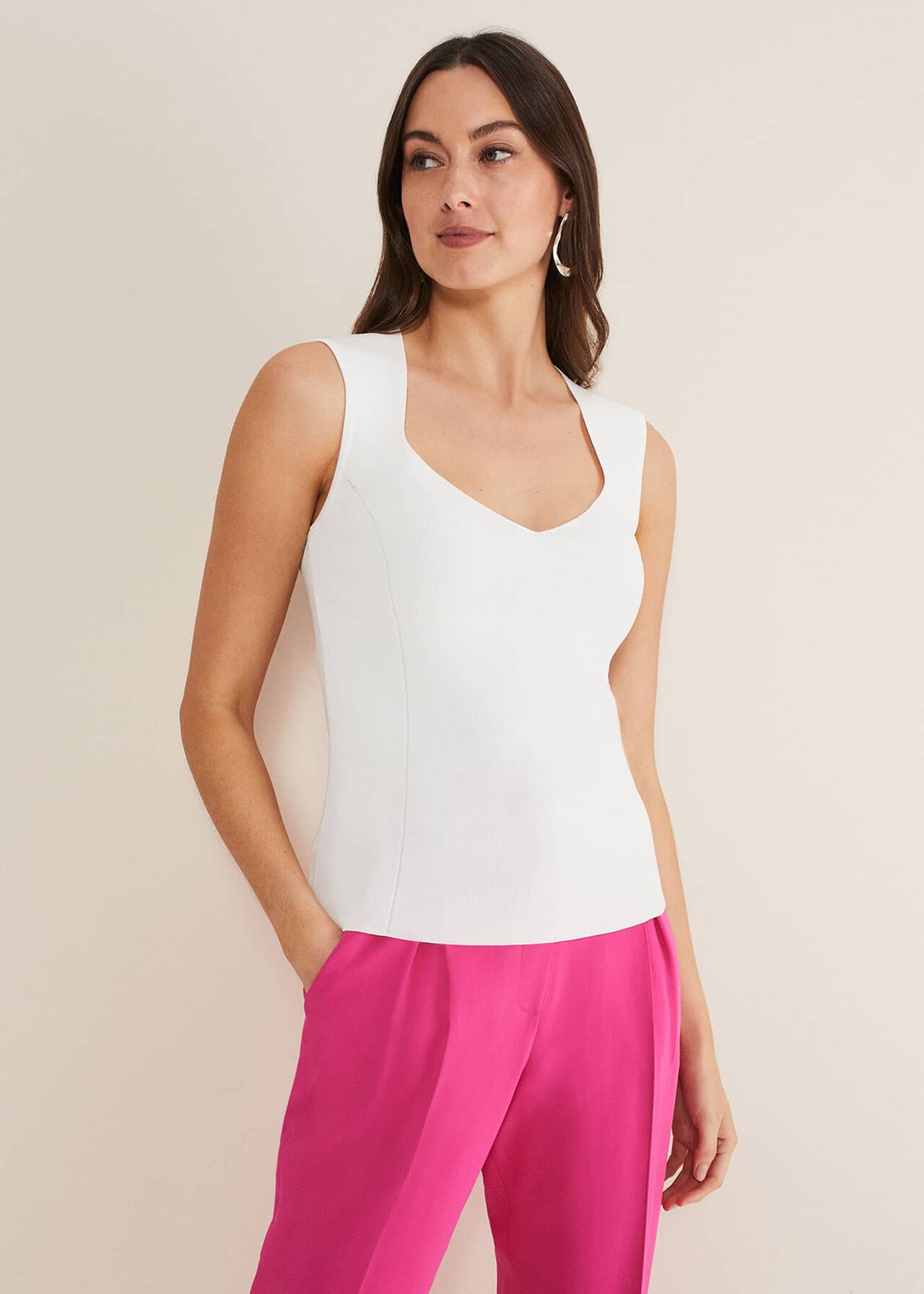 Halina Knitted Sweetheart Neck Top