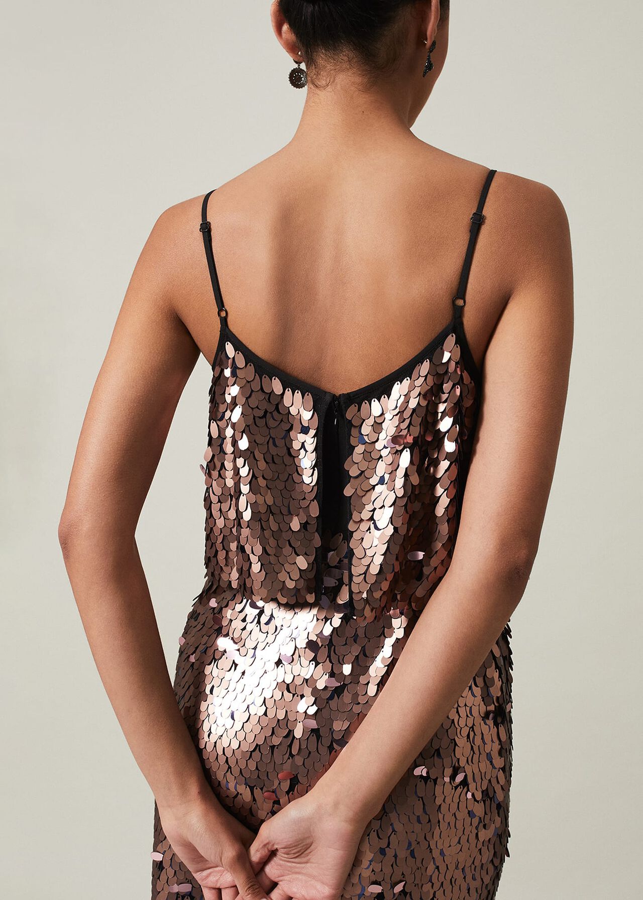 Myka Bronze Sequin Tiered Dress