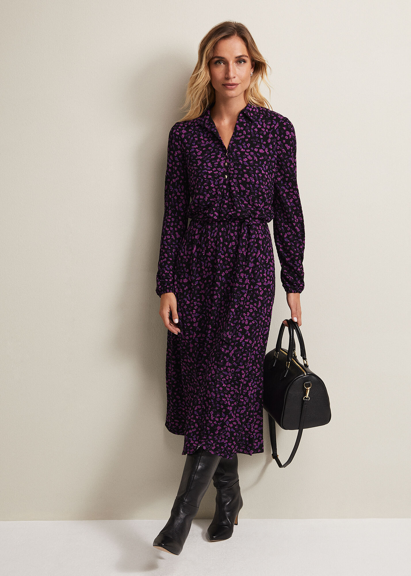 (4p. pack) Purple/Green Printed Sleeveless Midi Dress - V8 main image 1