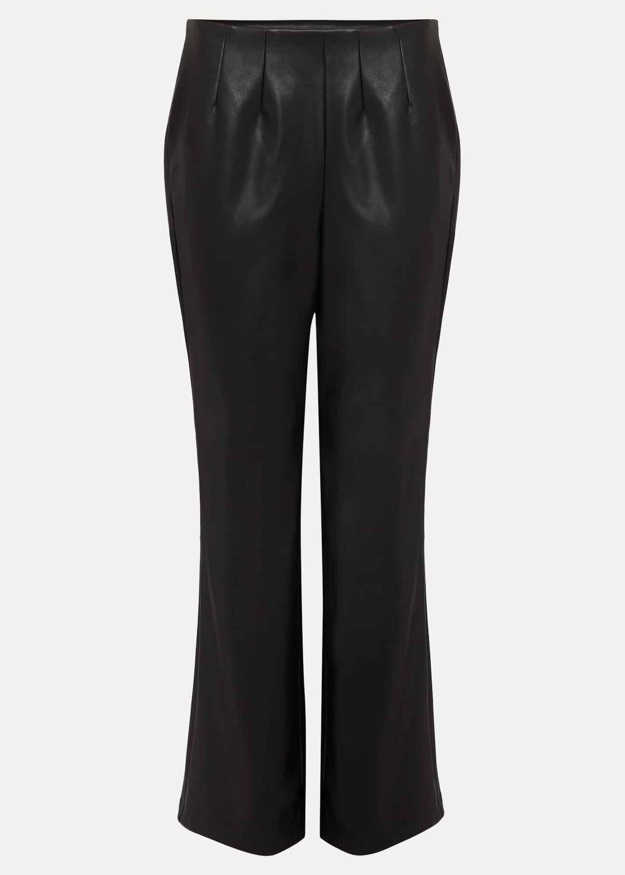 Marielle Black Faux Leather Cropped Trousers