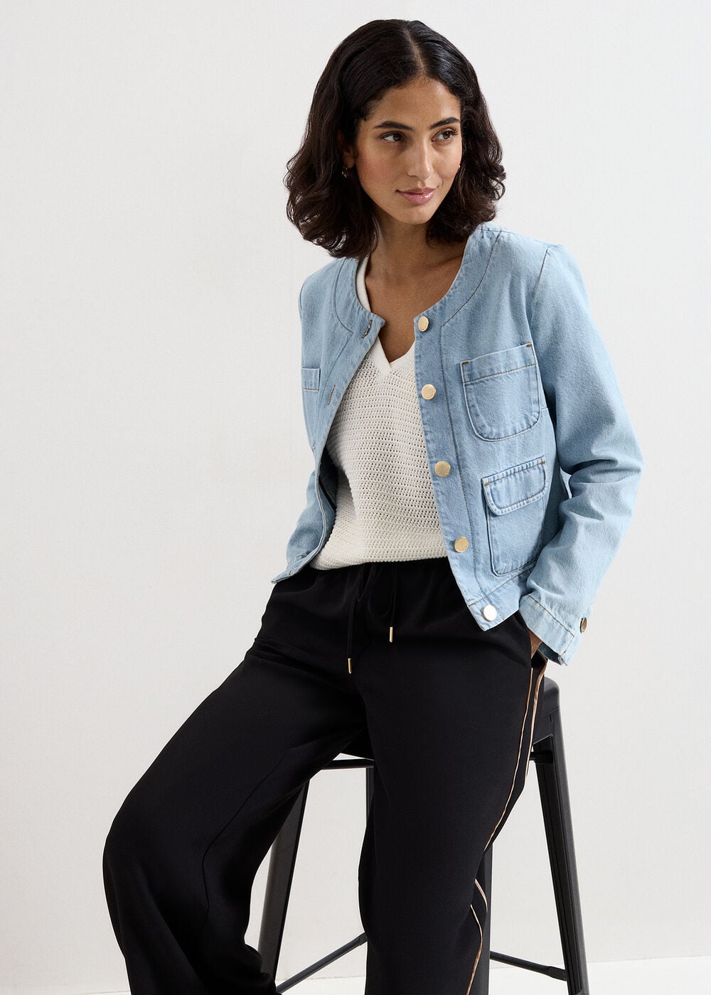 Ripley Collarless Denim Jacket