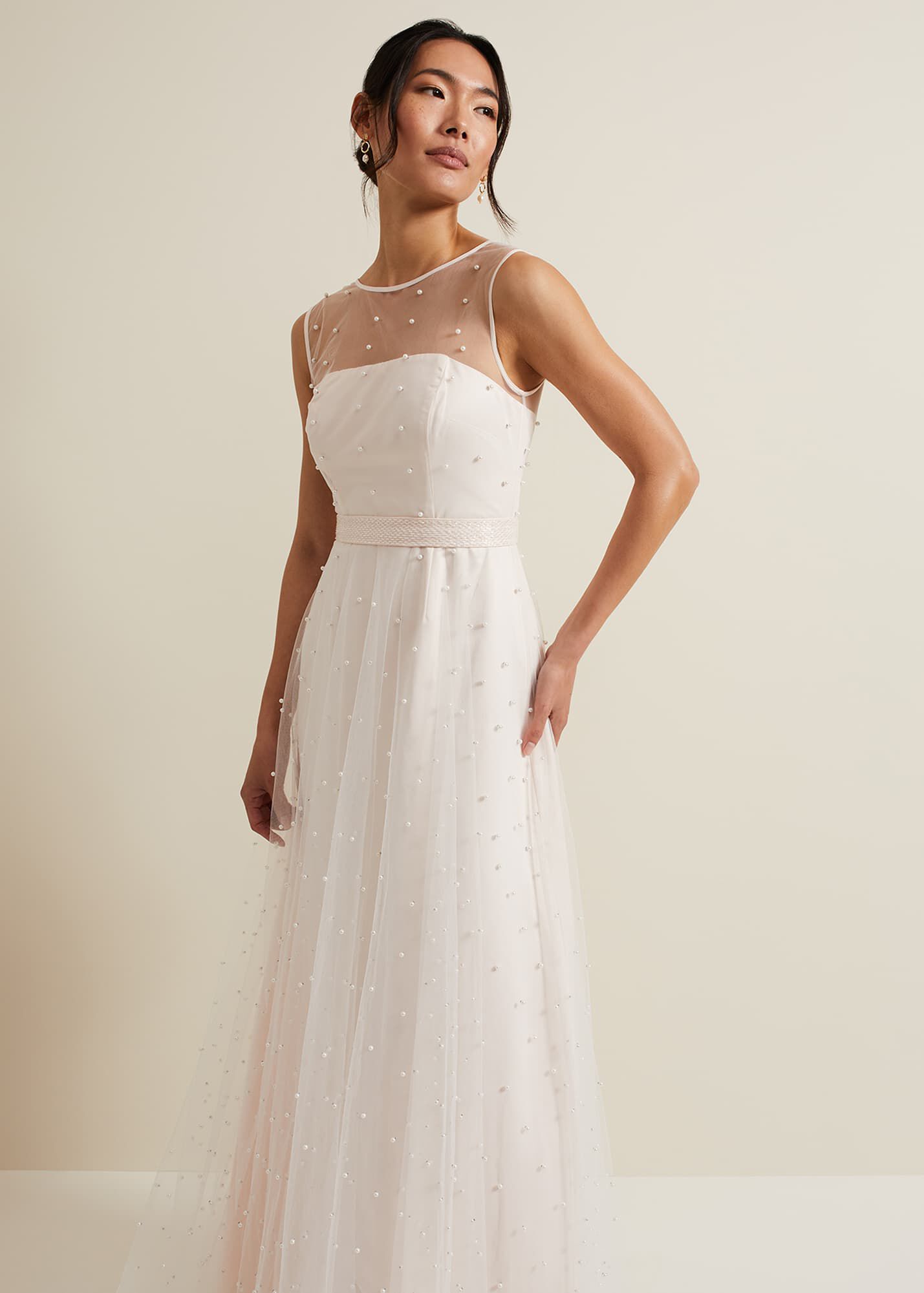 Phase Eight Aurora Cowl Sequin Lace Drape Trail Bridal Wedding Dress UK 8 to 18 