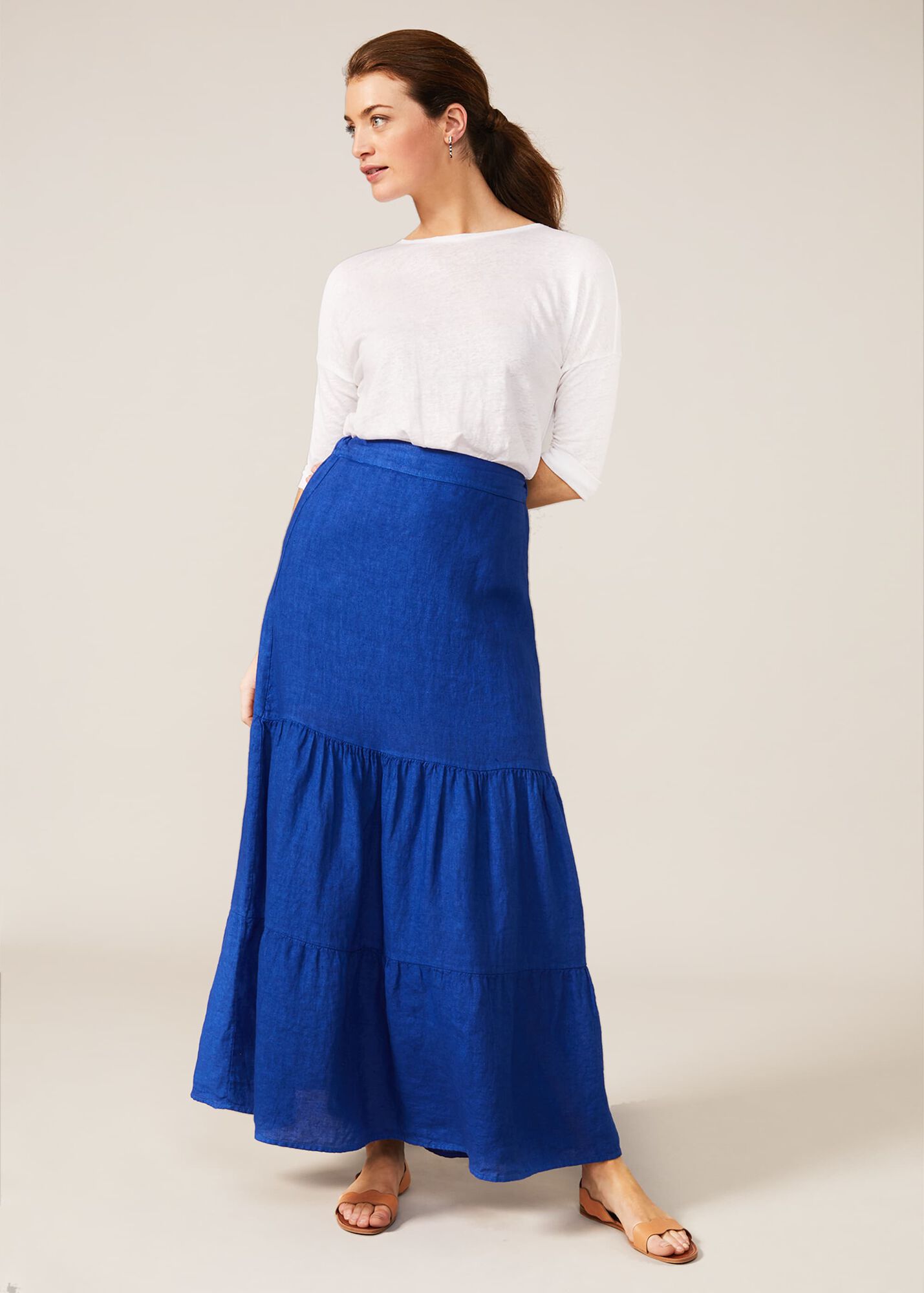 Arvinder Linen Tiered Maxi Skirt | Phase Eight