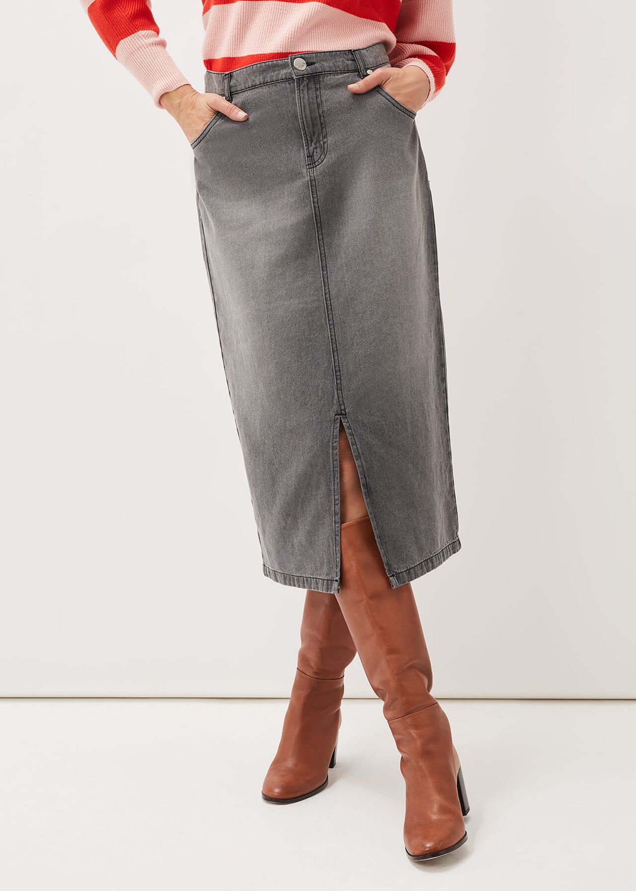 Aubrey Denim Midi Skirt