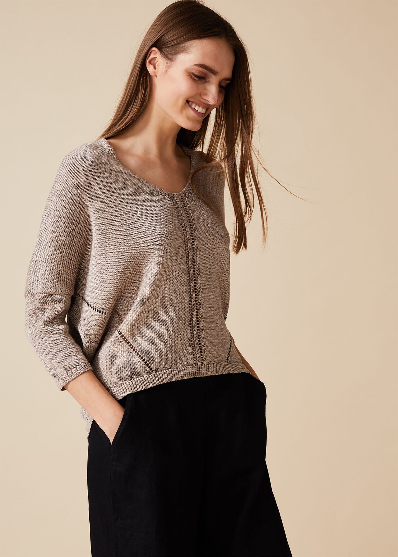 ベージュ】MEDI TAPE YARN KNIT 目出度く DRESS