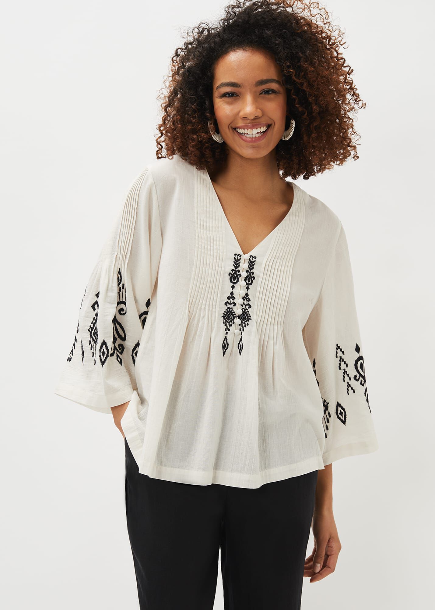 Elenora Embroidered Pintuck Blouse | Phase Eight UK |