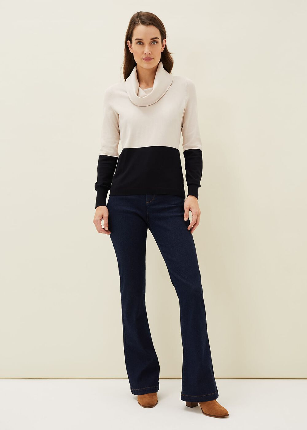 Zasha Colourblock Cowl Neck Jumper