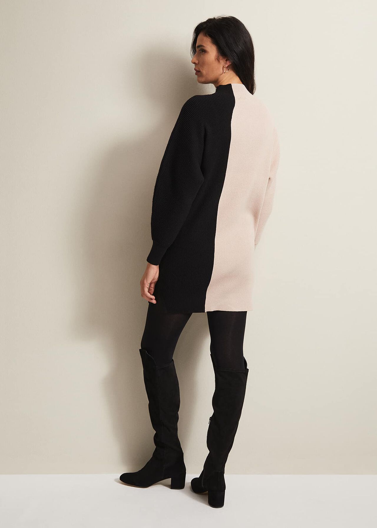 Tamina Colour Block Knitted Tunic Mini Dress