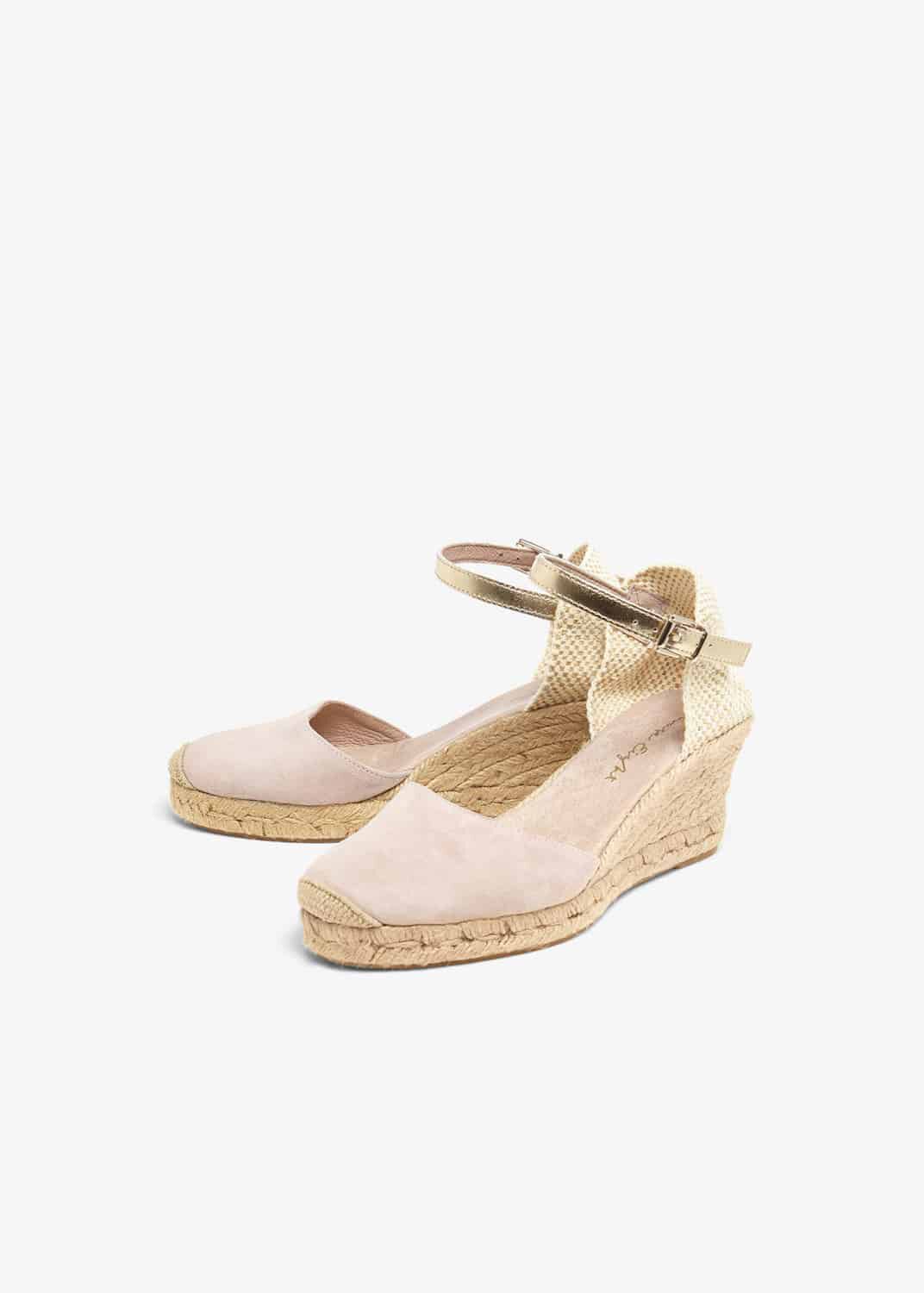Kimmy Leather Espadrille Wedge Shoes 