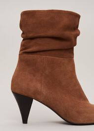 Brown Suede Cone Heel Western Boot