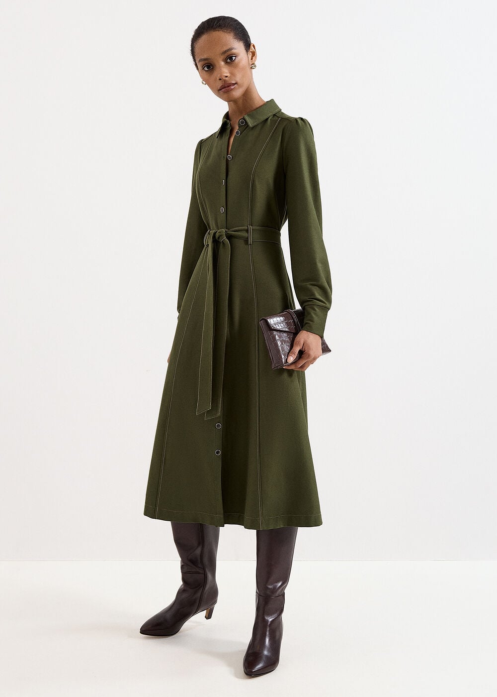 Avenly Long Sleeve Midi Shirt Dress
