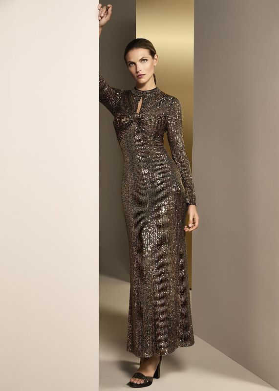 Renila Sequin Long Sleeved Maxi Dress