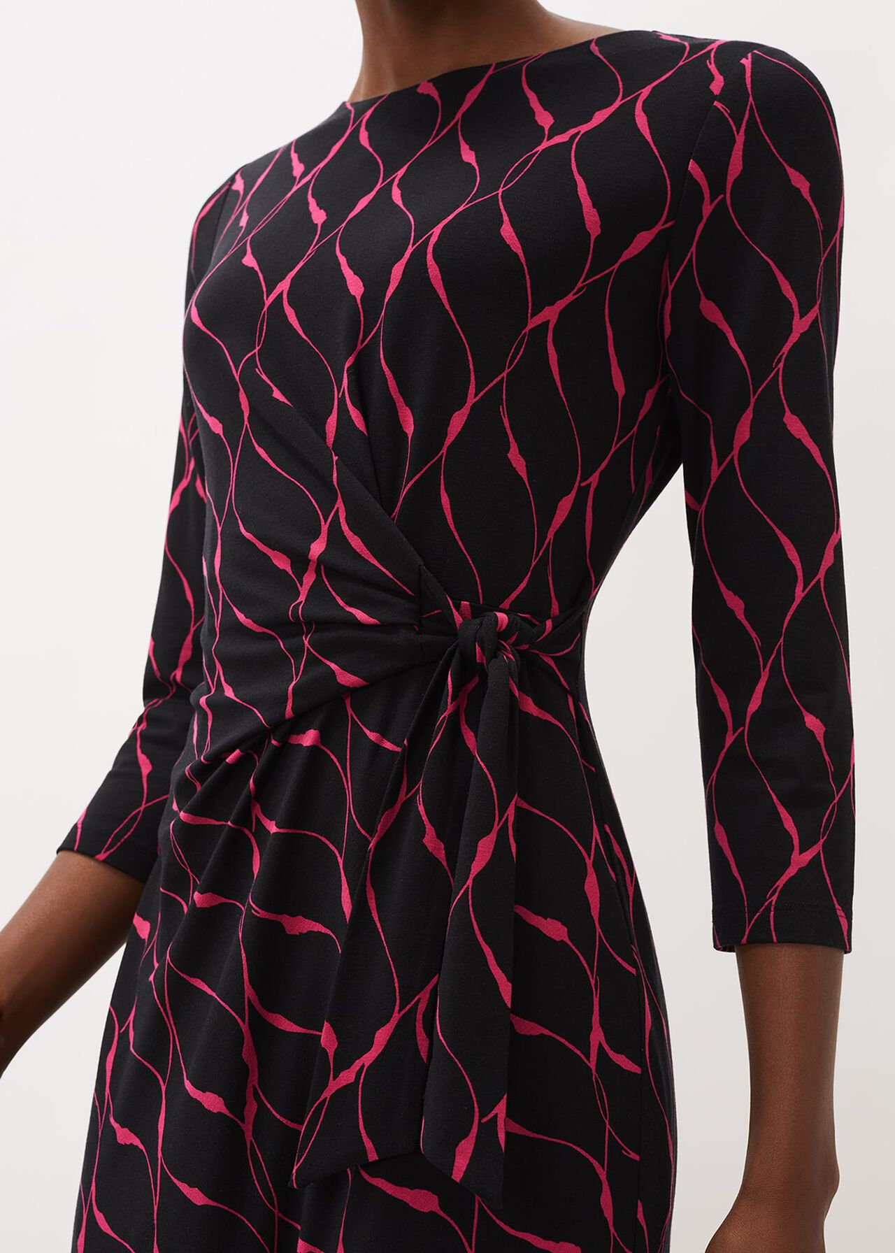 Ally Abstract Print Fitted Jersey Dress