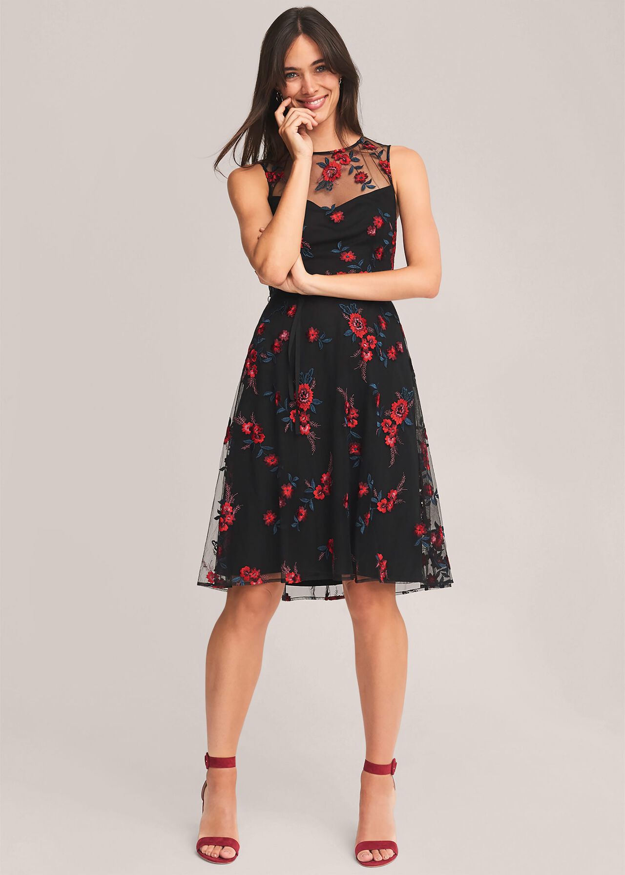 Maylin Embroidered Fit And Flare Dress