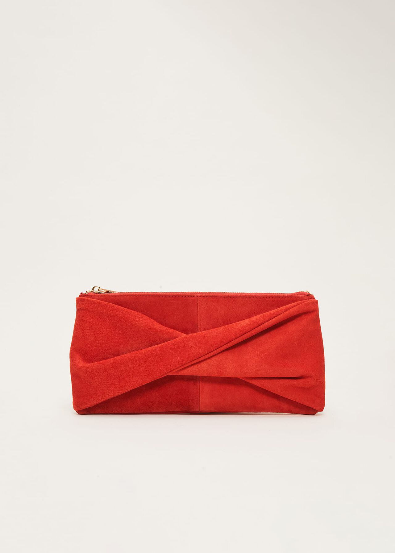 Red Suede Clutch Bag
