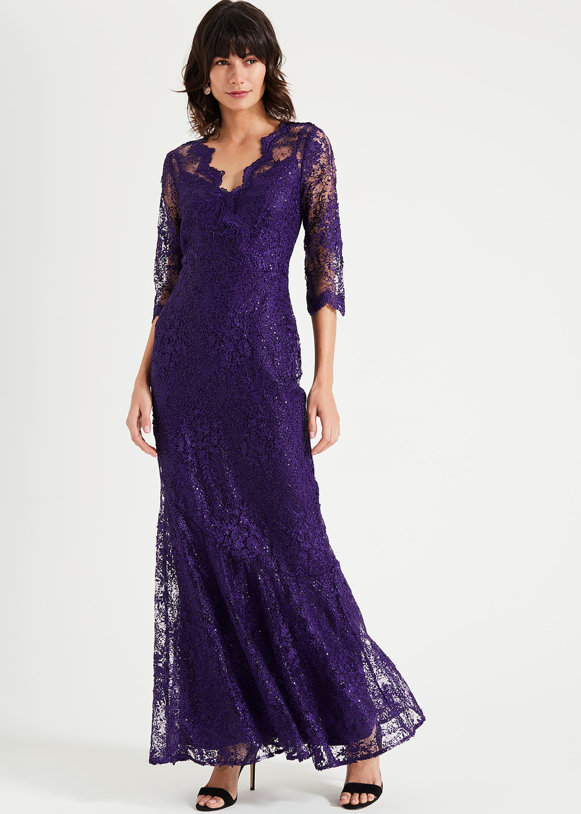 Phase eight purple lace dress deals