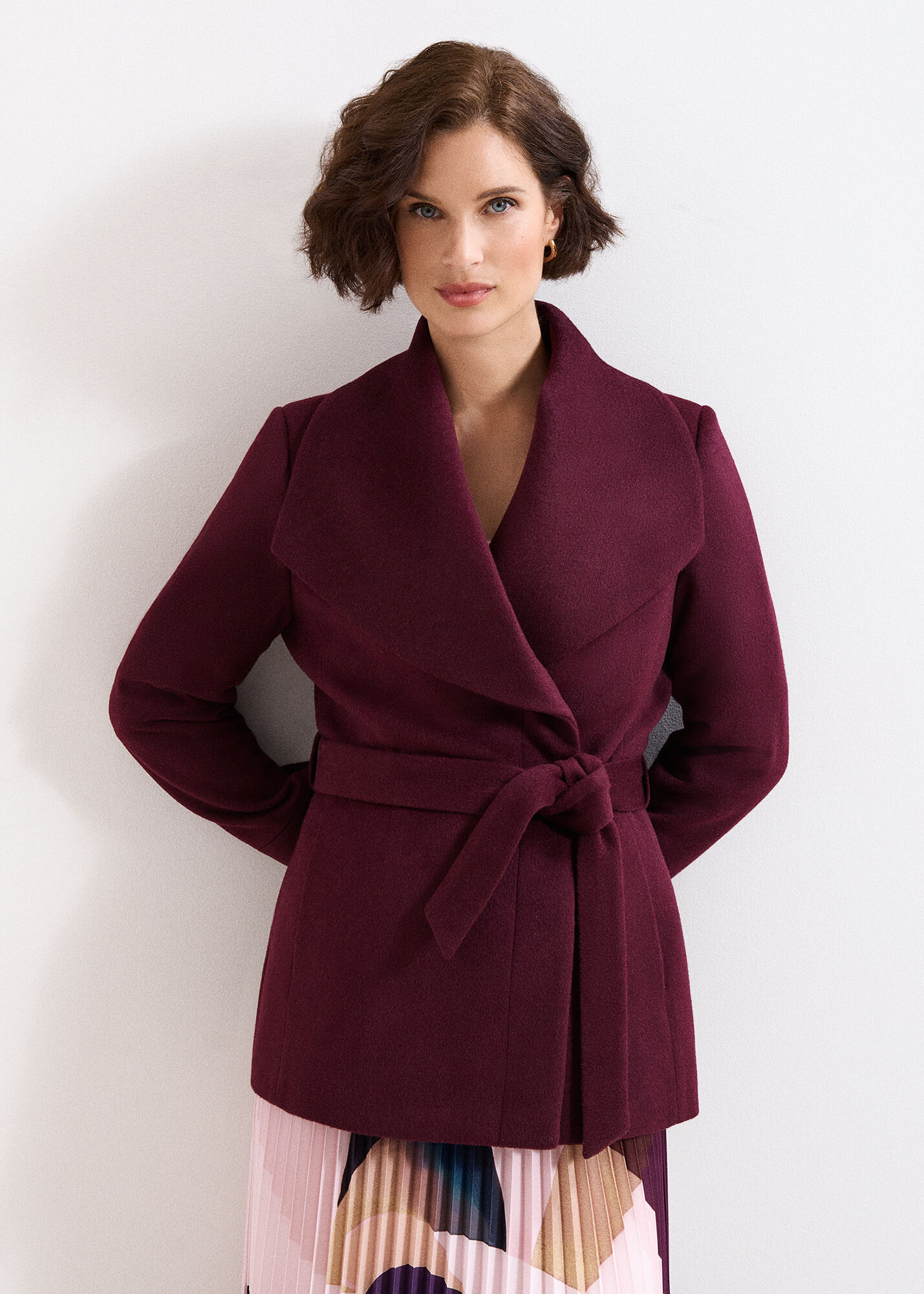 Nicci Short Belted Wool Coat | Phase Eight AU |
