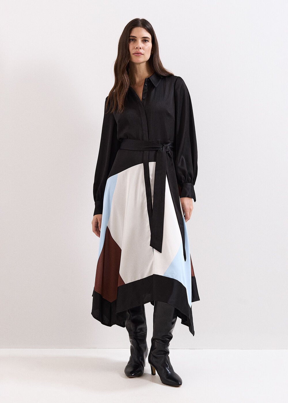 Samalie Satin Colourblock Hanky Hem Dress