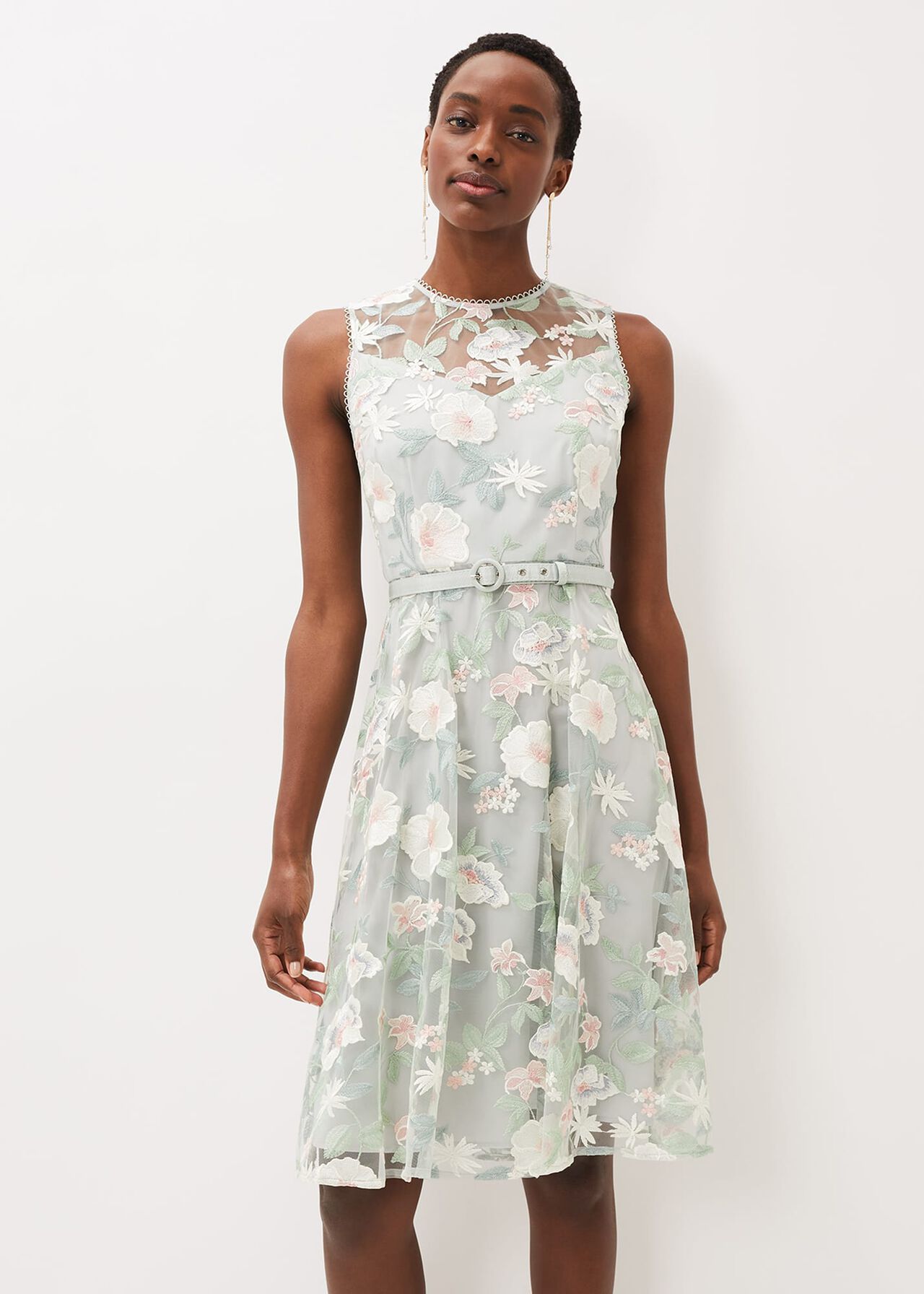 Aria Embroidered Fit And Flare Dress