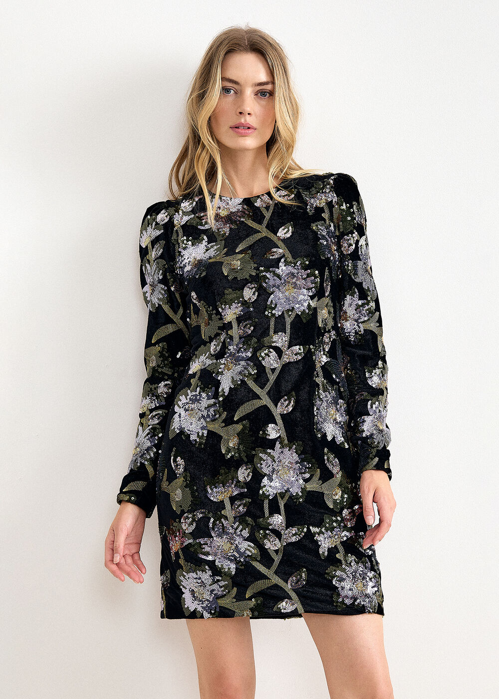Destiny Sequin Floral Mini Dress