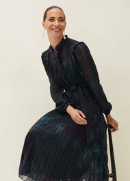 Camina Snake Print Pleated Dress