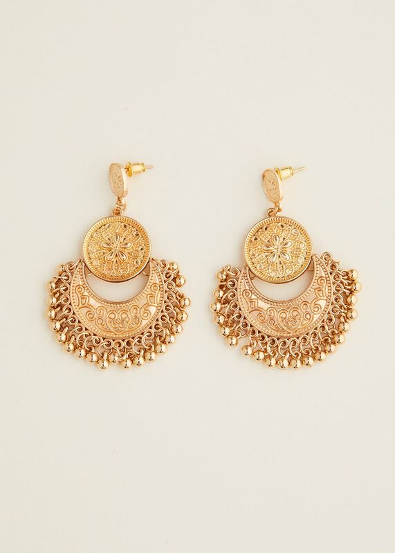 Textured Disc Drop Earring