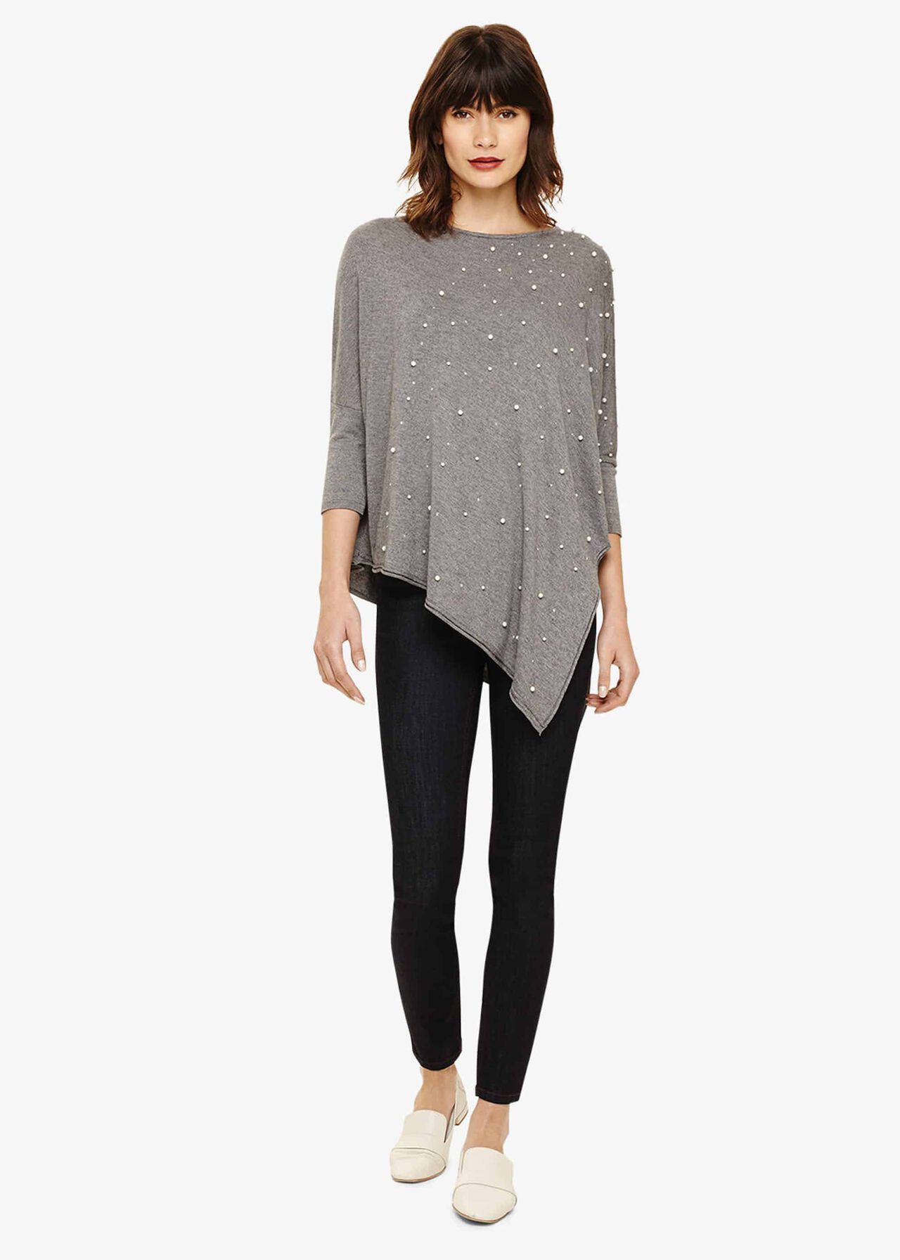 Patricia Faux Pearl Asymmetric Knitted Jumper
