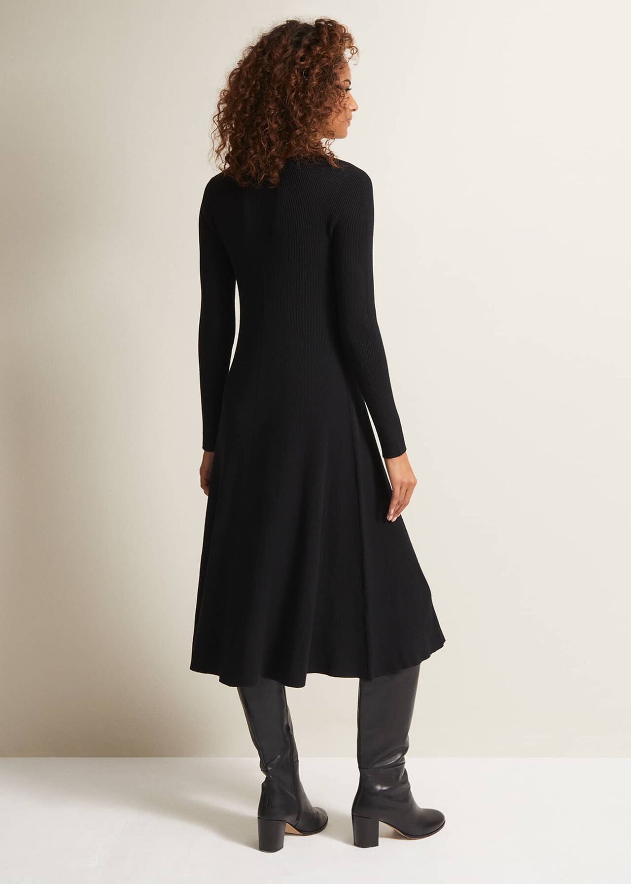 Amberlyn Black Fit And Flare Midi Dress