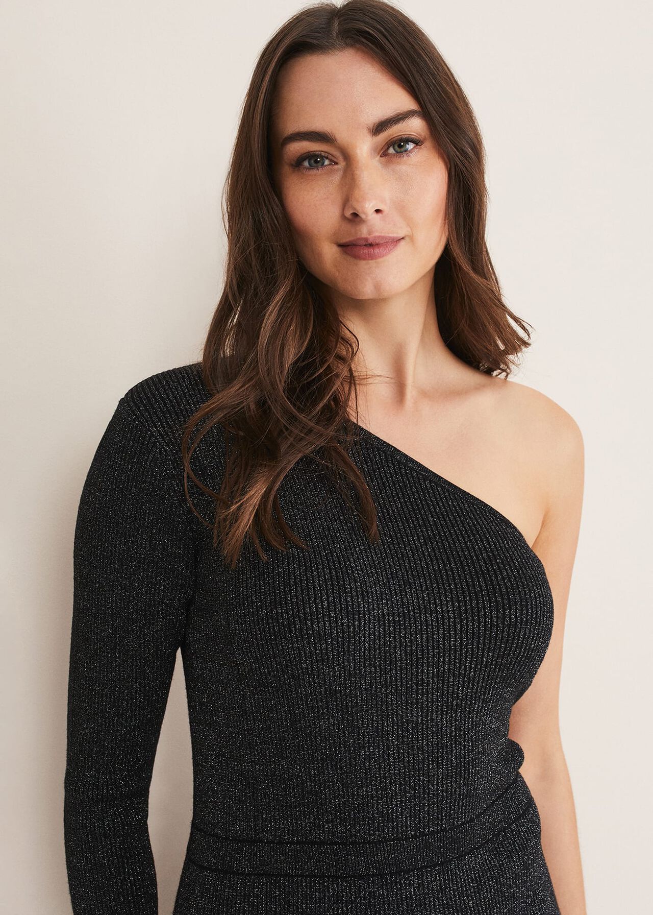 Zemira One Shoulder Lurex Knitted Dress