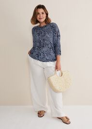 Moire Linen Zebra Print Top