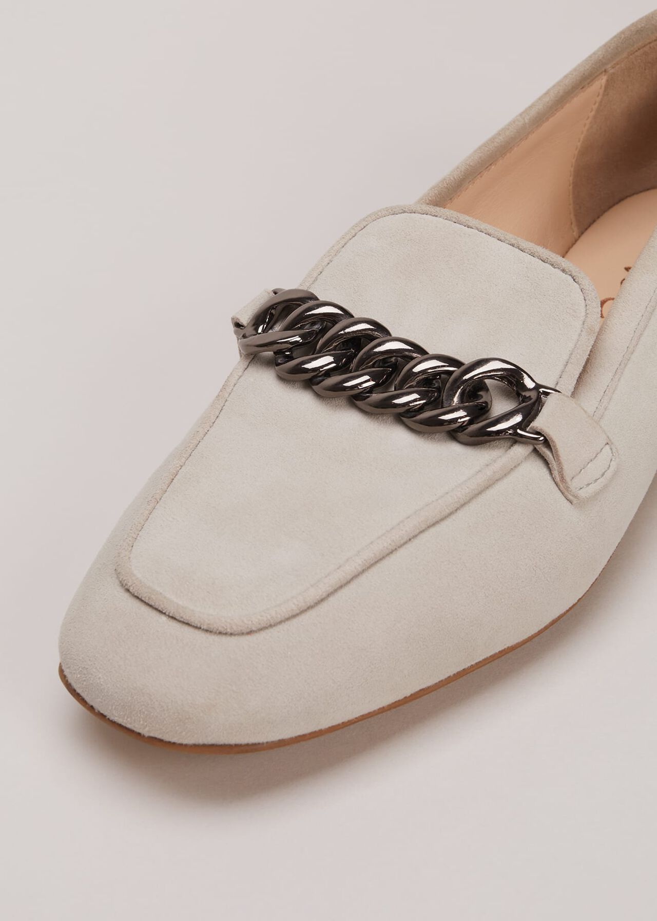 Grey Chain Detail Loafers