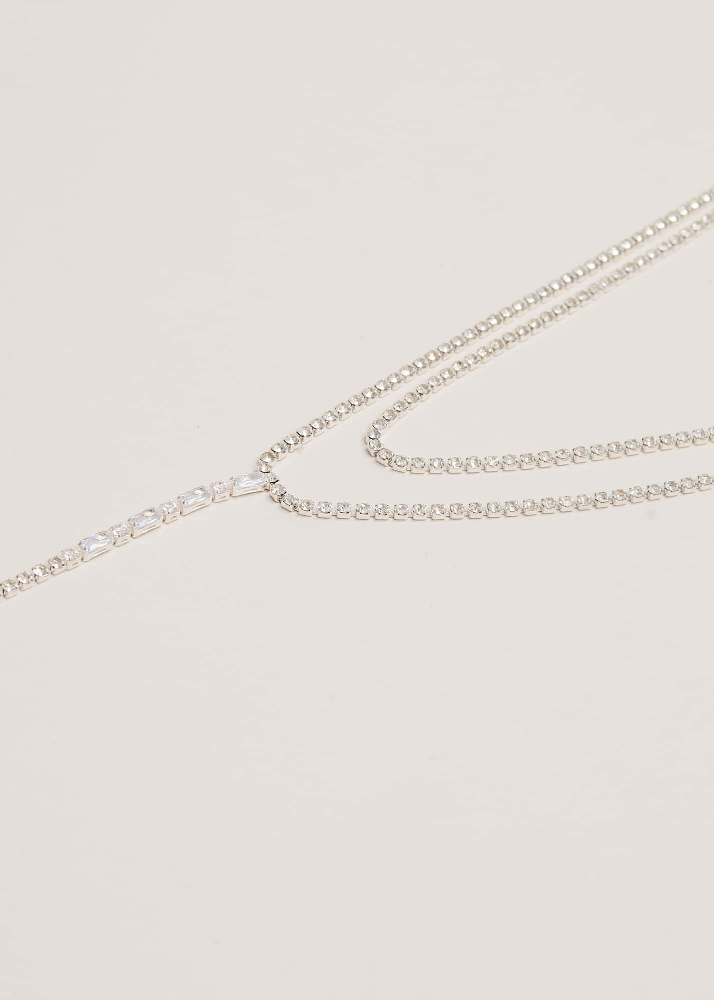 Silver Sparkle Dangle Lariat Necklace | Phase Eight UK |