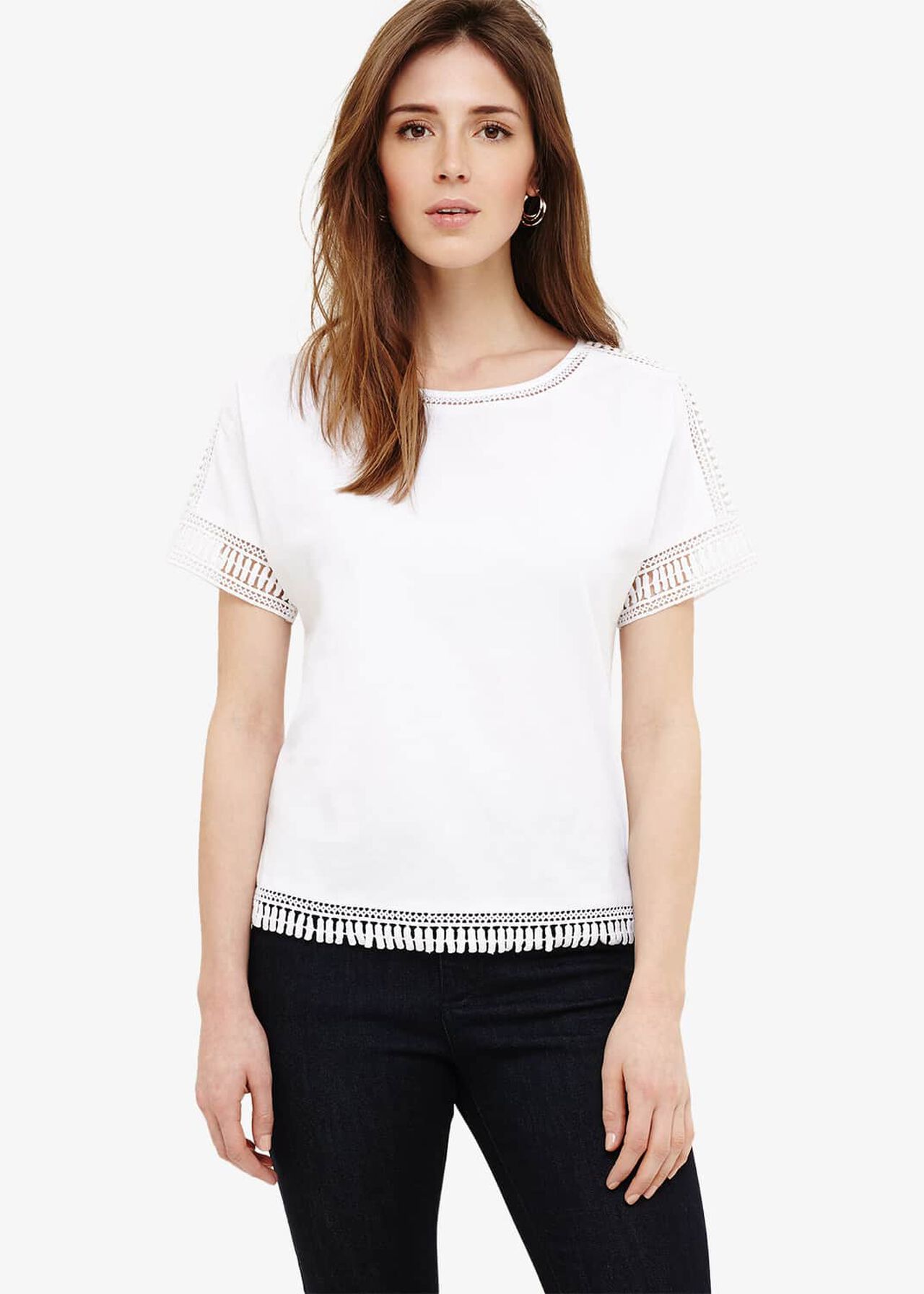 Laurel Cotton Lace Trim T-Shirt