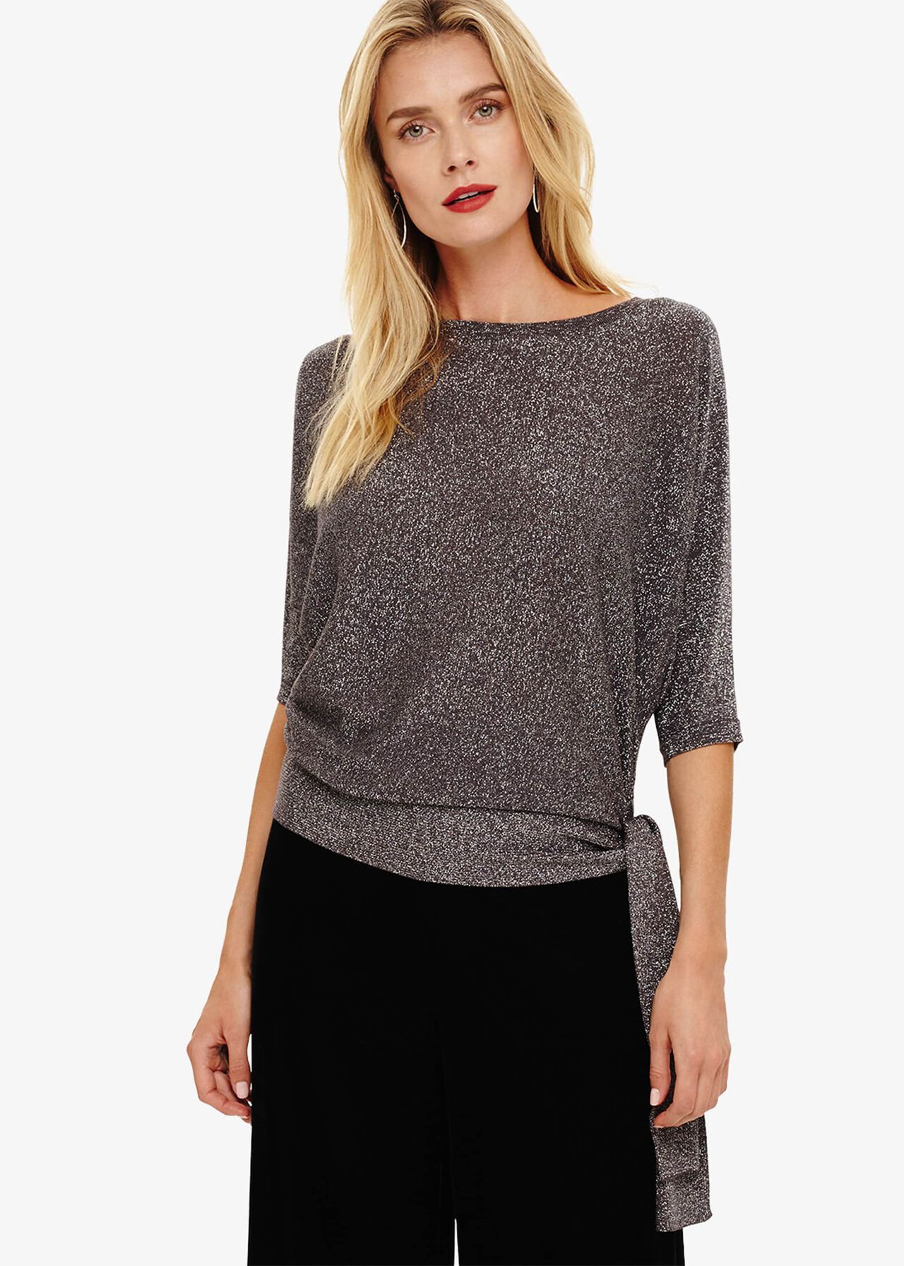 Harper Tie Shimmer Knitted Top