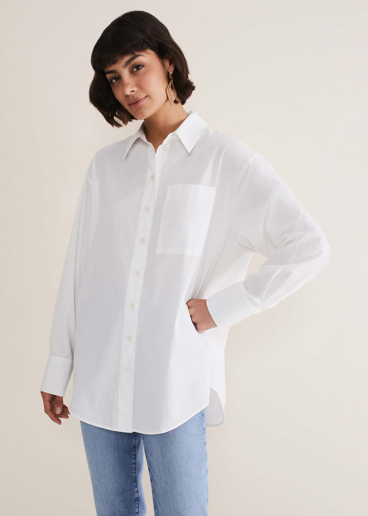 White Cotton Oversized Shirt