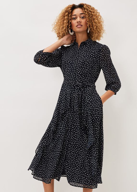 Luciana Spot Print Midi Dress