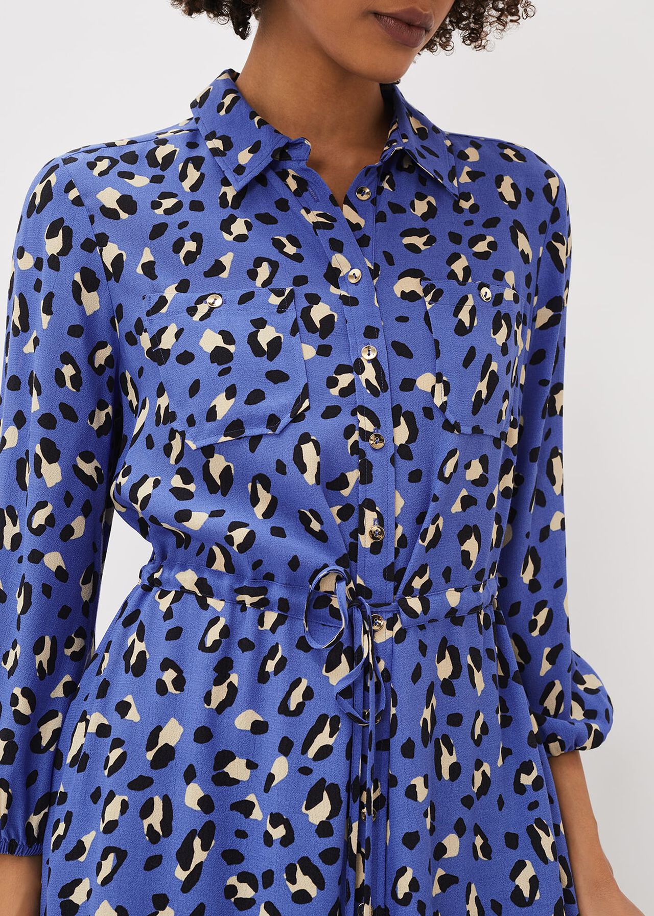Tana Leopard Print Midi Shirt Dress |